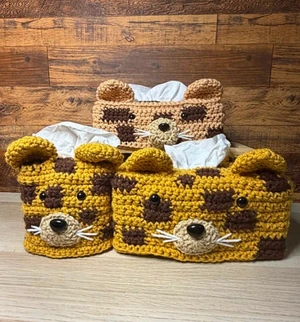 Handmade Crochet Cheetah Tissue Box Cover Pattern