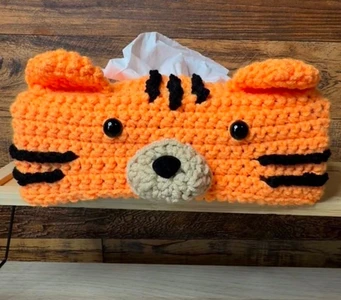 Handmade Crochet Tiger Tissue Box Cover Pattern