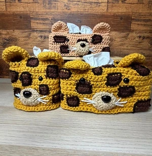 Handmade Crochet Leopard Tissue Box Cover Pattern