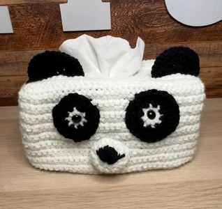 Handmade Crochet Panda Tissue Box Cover Pattern
