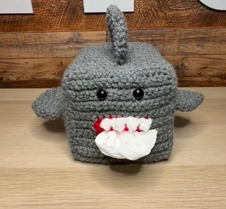 Handmade Crochet Shark Tissue Box Cover Pattern