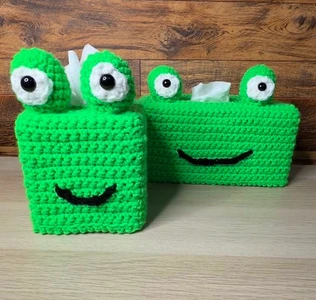 Handmade Crochet Frog Tissue Box Cover Pattern