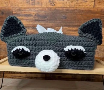 Handmade Crochet Raccoon Tissue Box Cover Pattern