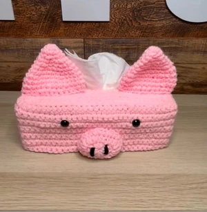 Handmade Crochet Pig Tissue Box Cover Pattern