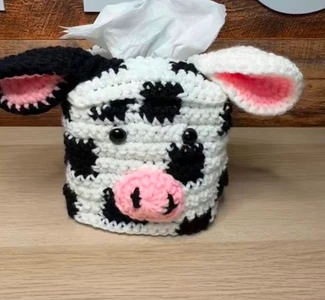 Handmade Crochet Cow Tissue Box Cover Pattern