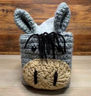 Handmade Crochet Donkey Tissue Box Cover Pattern