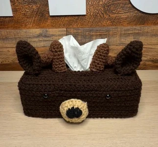 Handmade Crochet Deer Tissue Box Cover Pattern