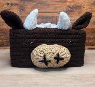 Handmade Crochet Bull Tissue Box Cover Pattern