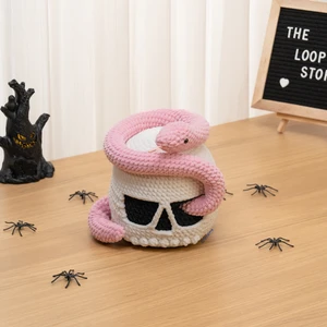 Halloween Skull Snake Crochet Pattern No Sew Amigurumi  Halloween Deco Plushie