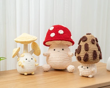 Crochet Mushroom Family