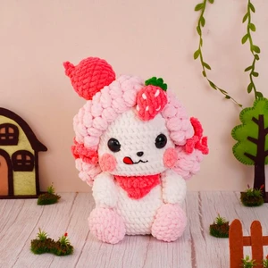 Strawberry Cream Puff Pup Crochet Pattern