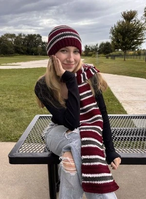 Fall Stripes Hat and Scarf Set