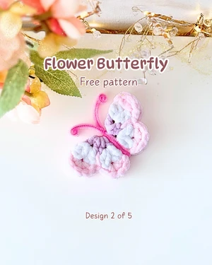 Flower Butterfly - FREE Crochet Pattern Design 2 of 5