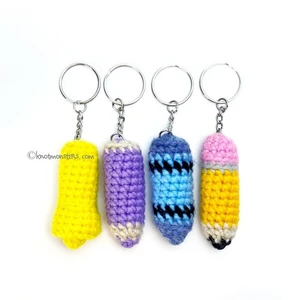 Pencil Crayon Colored Highlighter Keychain