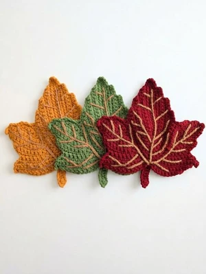Crochet Maple Leaf Placemat  Autumn Home Decor