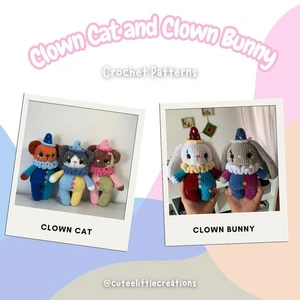 Clown cat and clown bunny crochet patterns
