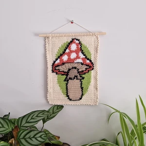 Mushrrom Crochet Tapestry Wall HAnging