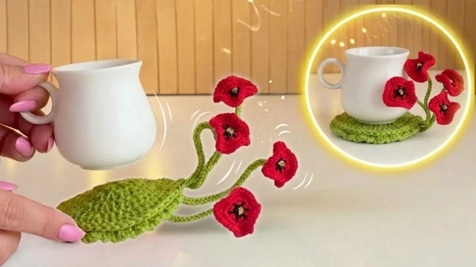 Crochet Poppy Flower Coaster  | This Coaster MOVES!