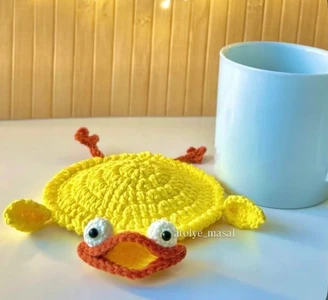 Crochet Duck Coaster  | Coaster & Jewelry Holder in One!