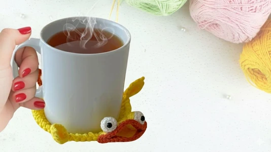 Crochet Duck Coaster  | Coaster & Jewelry Holder in One!