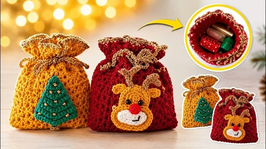 DIY Crochet Christmas Applique | Tree & Reindeer Decor ✨