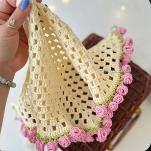 Handmade Crochet Floral Bandana