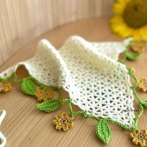 How to Crochet a Cute Sunflower Cluster Stitch Bandana | step-by-step Tutorial