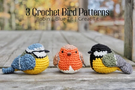 Chubby Garden Birds | 3 Crochet Bird Patterns Bundle
