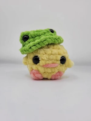 Duck in frog hat
