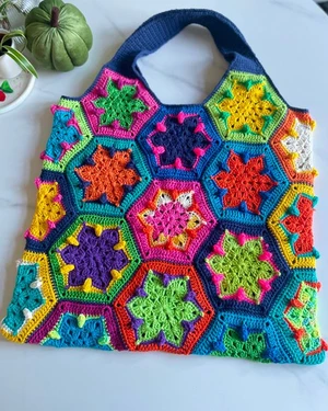 The Star Flower Crochet Tote Bag