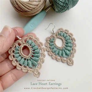 Elegant heart lace earrings | crochet pattern