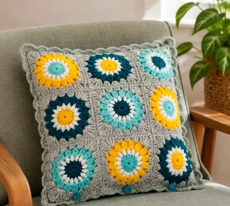 Sunburst Crochet Cushion Cover