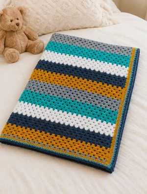 Granny Stripe Crochet Blanket