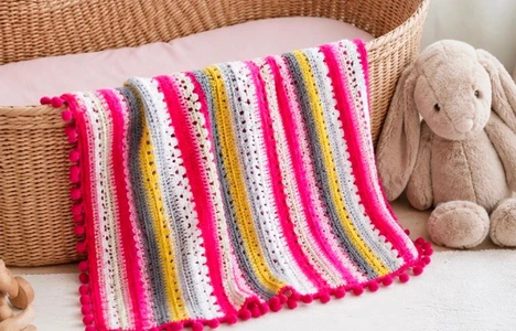 COSY STRIPE CROCHET BLANKET