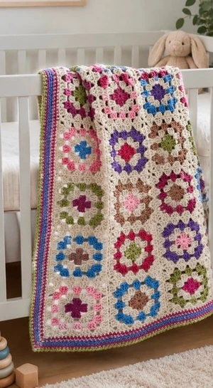 PATCHWORK GRANNY SQUARE BLANKET
