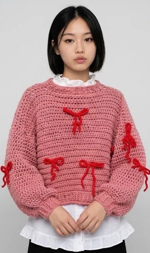 BOW CROCHET JUMPER