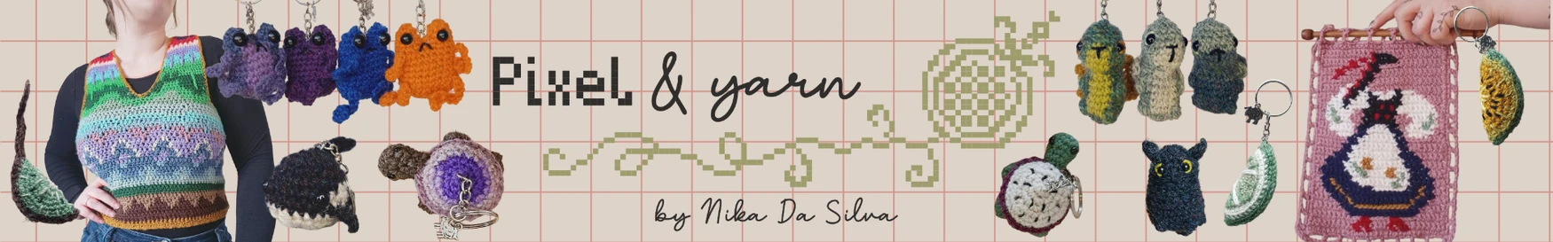 Pixel and yarn shop banner