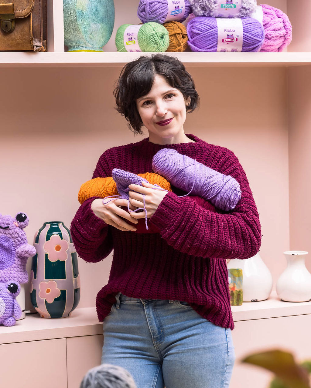 Team Ribblr working with yarn and handmade projects